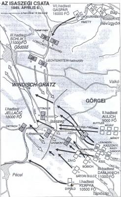 Az Isaszegi csata térképe